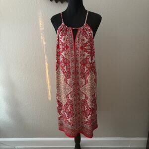 MAX STUDIO Paisley Shift Dress Red/Peach Sz XL Spring Wedding Easter Picnic Date